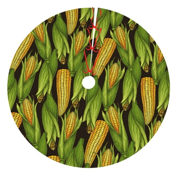 Cauagu 30" Christmas Tree Skirt Corn 2 Pattern Christmas Tree Decorations Tree Mat for Xmas Decorations Occasion Holiday Home Decor -30"
