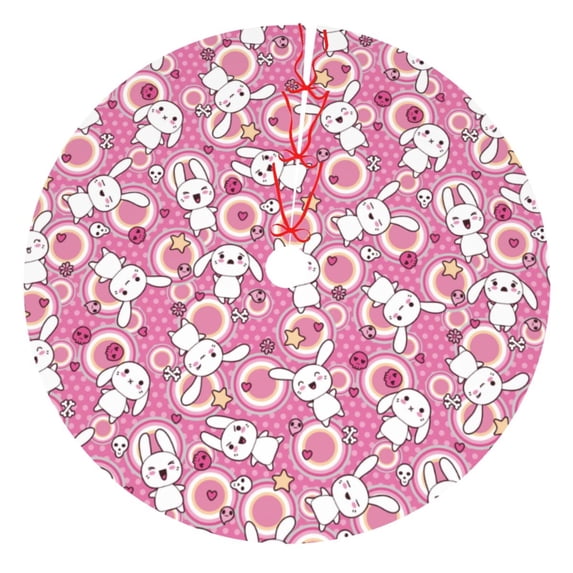 Cauagu 30" Christmas Tree Skirt Cute Rabbit Pattern Christmas Tree Decorations Tree Mat for Xmas Decorations Occasion Holiday Home Decor -30"