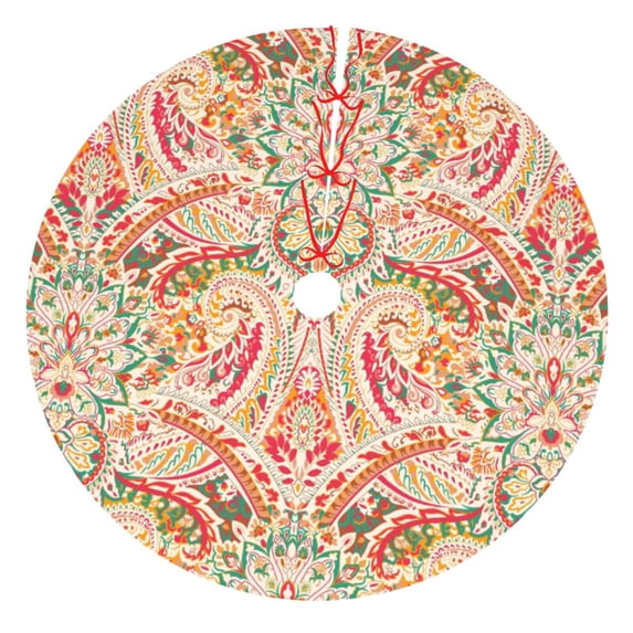 Cauagu 30" Christmas Tree Skirt Indian Paisley 1 Pattern Christmas Tree Decorations Tree Mat for Xmas Decorations Occasion Holiday Home Decor -30"