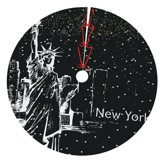 Cauagu 30" Christmas Tree Skirt New York City1 Pattern Christmas Tree Decorations Tree Mat for Xmas Decorations Occasion Holiday Home Decor -30"