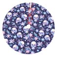 thumbnail image 1 of Cauagu 30" Christmas Tree Skirt Skull flower white blue Pattern Christmas Tree Decorations Tree Mat for Xmas Decorations Occasion Holiday Home Decor -30", 1 of 7