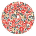 thumbnail image 1 of Cauagu 30" Christmas Tree Skirt Small Coral Red Flowers Pattern Christmas Tree Decorations Tree Mat for Xmas Decorations Occasion Holiday Home Decor -30", 1 of 7