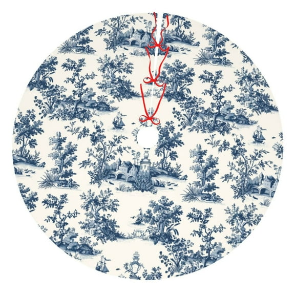 Cauagu 30" Christmas Tree Skirt Vintage Floral 1 Pattern Christmas Tree Decorations Tree Mat for Xmas Decorations Occasion Holiday Home Decor -30"