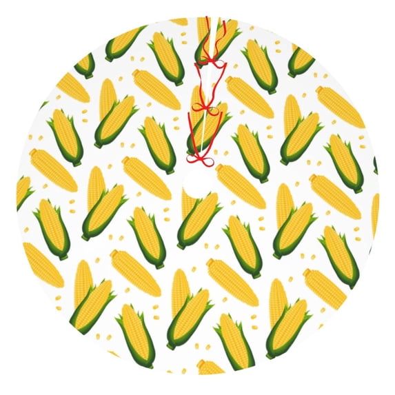 Cauagu 36" Christmas Tree Skirt Corn On The Cob Pattern Christmas Tree Decorations Tree Mat for Xmas Decorations Occasion Holiday Home Decor -36"