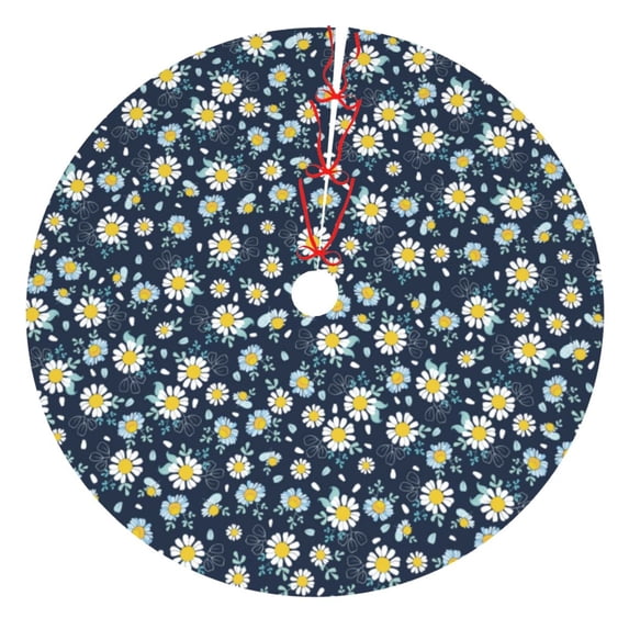 Cauagu 36" Christmas Tree Skirt Daisy Floral B Pattern Christmas Tree Decorations Tree Mat for Xmas Decorations Occasion Holiday Home Decor -36"