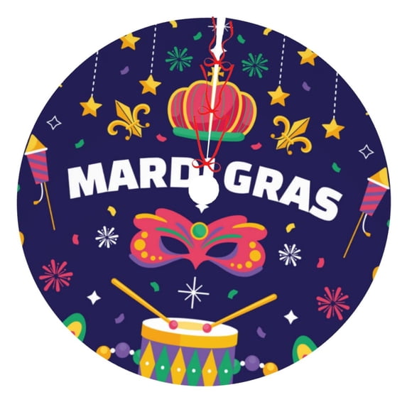 Cauagu 36" Christmas Tree Skirt Happy Mardi Gras Pattern Christmas Tree Decorations Tree Mat for Xmas Decorations Occasion Holiday Home Decor -36"