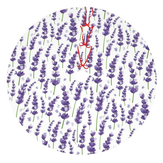 Cauagu 36" Christmas Tree Skirt Lavender Flowers Pattern Christmas Tree Decorations Tree Mat for Xmas Decorations Occasion Holiday Home Decor -36"