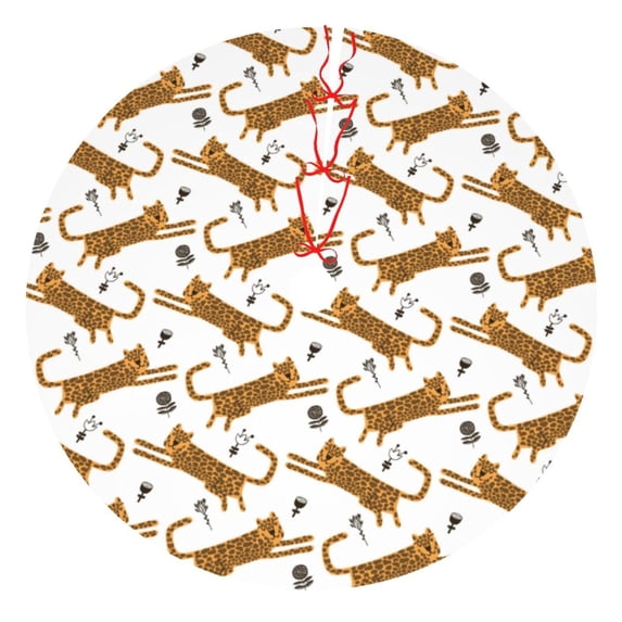 Cauagu 36" Christmas Tree Skirt Leopard Print Pattern Christmas Tree Decorations Tree Mat for Xmas Decorations Occasion Holiday Home Decor -36"