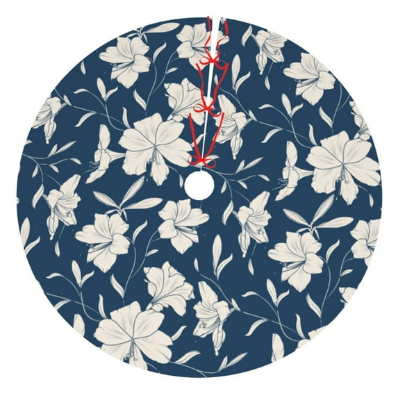 Cauagu 36" Christmas Tree Skirt Lilies Flowers Pattern Christmas Tree Decorations Tree Mat for Xmas Decorations Occasion Holiday Home Decor -36"