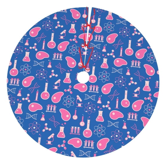 Cauagu 36" Christmas Tree Skirt Science Experiment Pattern Christmas Tree Decorations Tree Mat for Xmas Decorations Occasion Holiday Home Decor -36"