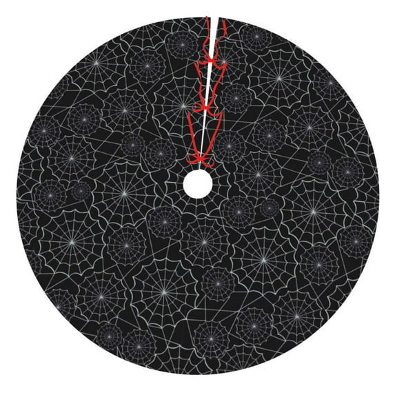 Cauagu 36" Christmas Tree Skirt Spider Web Black Pattern Christmas Tree Decorations Tree Mat for Xmas Decorations Occasion Holiday Home Decor -36"