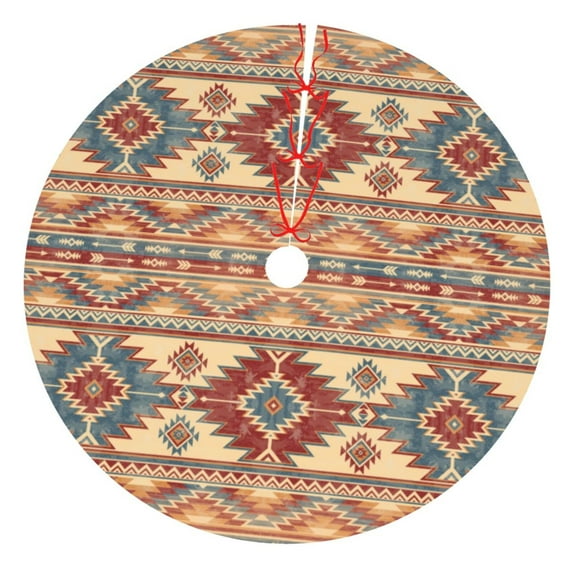 Cauagu 36" Christmas Tree Skirt Traditional Tribal Aztec Pattern Christmas Tree Decorations Tree Mat for Xmas Decorations Occasion Holiday Home Decor -36"