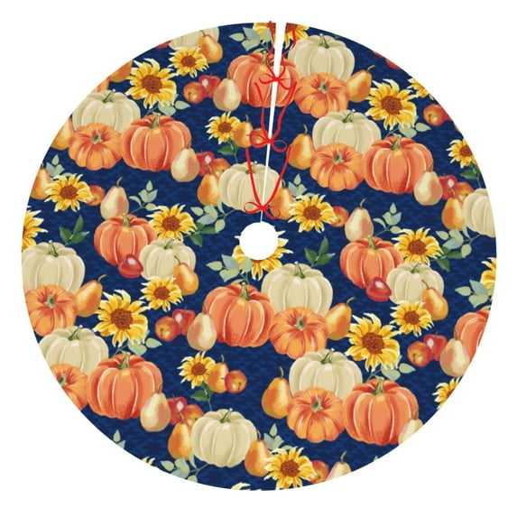 Cauagu 36" Christmas Tree Skirt fall Pumpkin Daisy Pattern Christmas Tree Decorations Tree Mat for Xmas Decorations Occasion Holiday Home Decor -36"