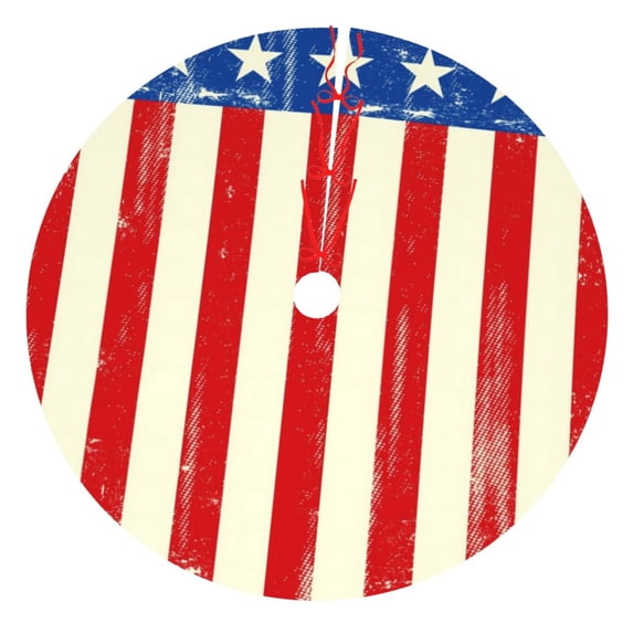 Cauagu 48" Christmas Tree Skirt America Flags2 Pattern Christmas Tree Decorations Tree Mat for Xmas Decorations Occasion Holiday Home Decor -48"