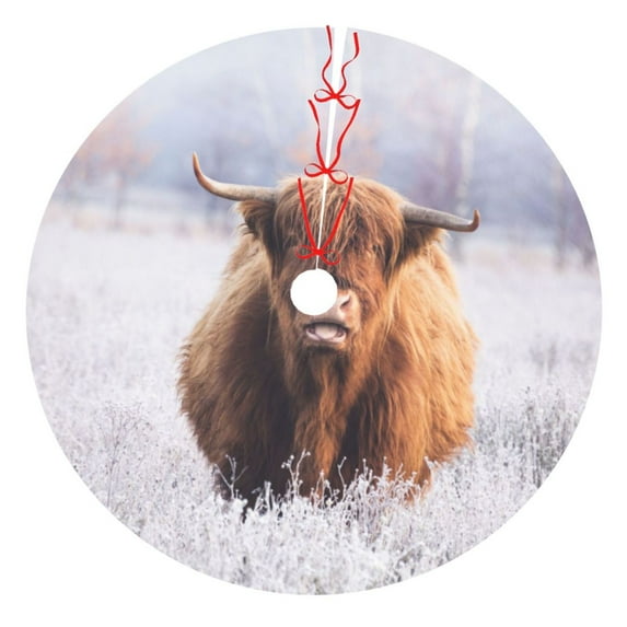 Cauagu 48" Christmas Tree Skirt Cow Pattern Christmas Tree Decorations Tree Mat for Xmas Decorations Occasion Holiday Home Decor -48"