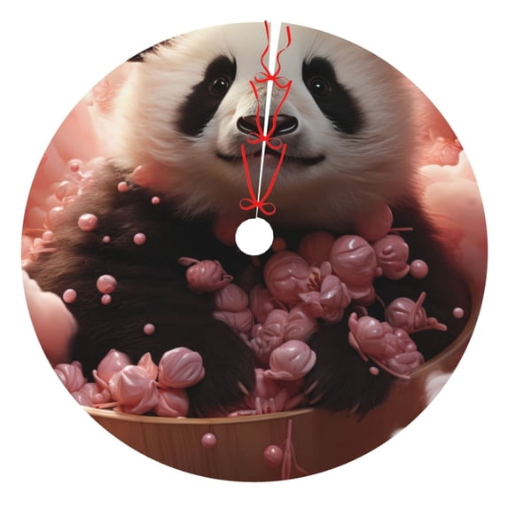 Cauagu 48" Christmas Tree Skirt Cute Cloud Panda Pattern Christmas Tree Decorations Tree Mat for Xmas Decorations Occasion Holiday Home Decor -48"