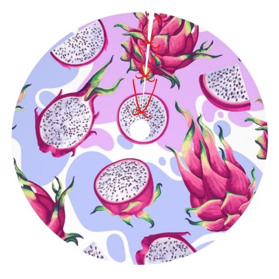 Cauagu 48" Christmas Tree Skirt Dragon Fruit Pattern Christmas Tree Decorations Tree Mat for Xmas Decorations Occasion Holiday Home Decor -48"