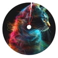 thumbnail image 1 of Cauagu 48" Christmas Tree Skirt Neon Spectrum Cat Portrait Pattern Christmas Tree Decorations Tree Mat for Xmas Decorations Occasion Holiday Home Decor -48", 1 of 7