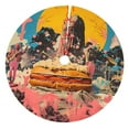 Cauagu 48" Christmas Tree Skirt Psychedelic Band Hotdog Art Pattern