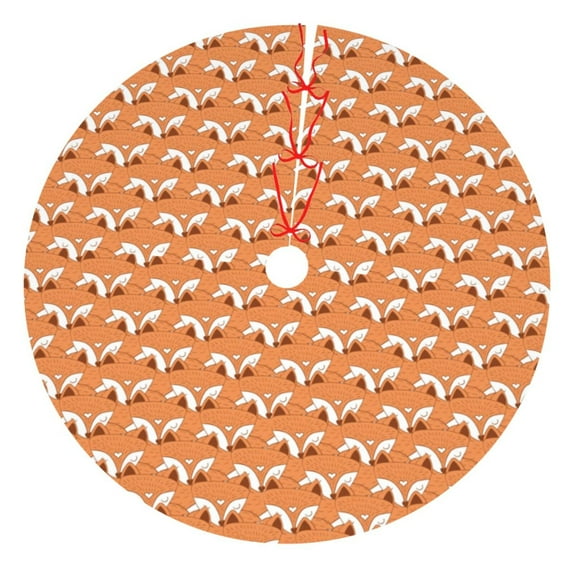 Cauagu 48" Christmas Tree Skirt Sleepy Foxes Pattern Christmas Tree Decorations Tree Mat for Xmas Decorations Occasion Holiday Home Decor -48"