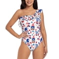 thumbnail image 1 of Cauagu 4th Of July Print Women's Sexy One Piece Swimsuits One Shoulder Ruffle Tummy Control Bathing Suit Slimming Swimwear-Large, 1 of 6