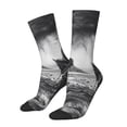 thumbnail image 1 of Cauagu 60s Black White Western Cowboy Print Crew Socks for Women and Men,Adult Athletic Running Socks 1-Pair Sports Socks Work Gear Socks with Moisture Wicking, 1 of 6