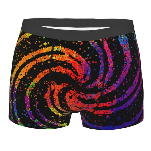 Cauagu A Bright Abstract Print Boxer Briefs for Men,Comfortable Breathable Men's Underwear Moisture Wicking Underpants -Large
