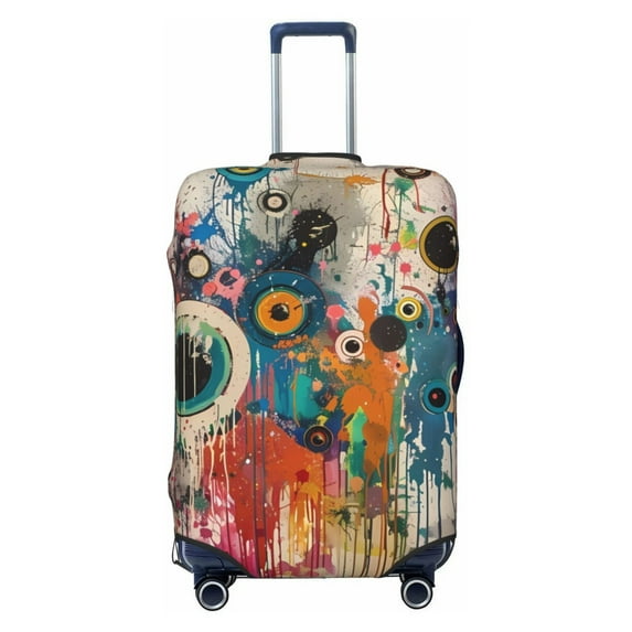 Cauagu Abstract Colorful Dripping Circles Print Travel Luggage Cover,Travel Dust-proof Suitcase Cover Softside Suitcase Protector for 18-32inch,Not Included Suitcase