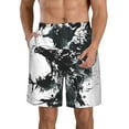 Cauagu Abstract Eagle Ink Print Men's Swim Trunks,Hawaiian Bathing Suit