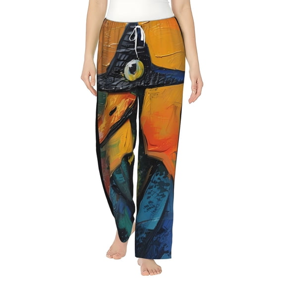 Cauagu Abstract Funny Duck Pajama Pants for Women Loose Fit Wide Leg Trouser Pants Casual Elastic Waist Drawstring Lounge Pants