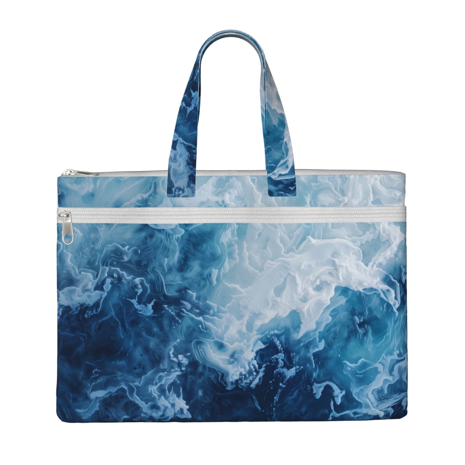Cauagu Abstract Ocean Waves Pattern Canvas Tote File Bag, Zipper Tote ...