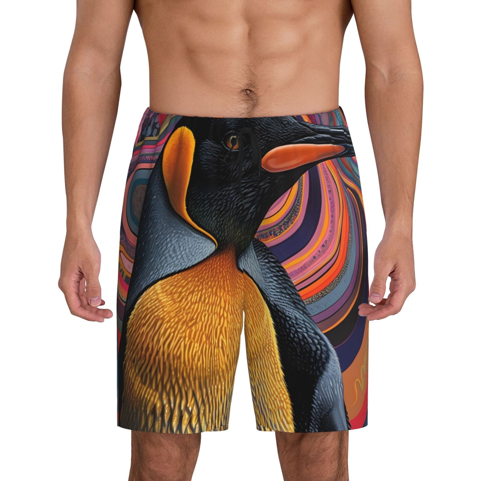 Cauagu Abstract Pattern Penguin Print Pajama Bottoms for Men Sleep ...