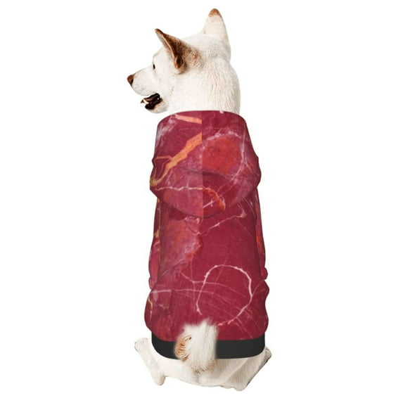 Cauagu Abstract Red Marble Pattern Winter Pet Hoodie Sweatshirts- Dog Hoodie Sweater with Leash Hole - Cute Dog Hoodie - Pet Clothes Puppy Cat Custume -Small
