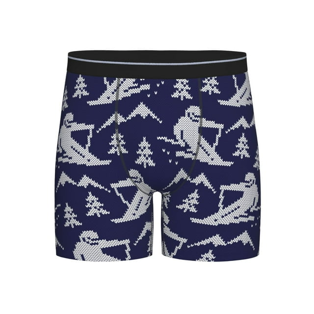Cauagu Abstract Skiing Print Men's Boxer Briefs, Funny & Cute Underwear