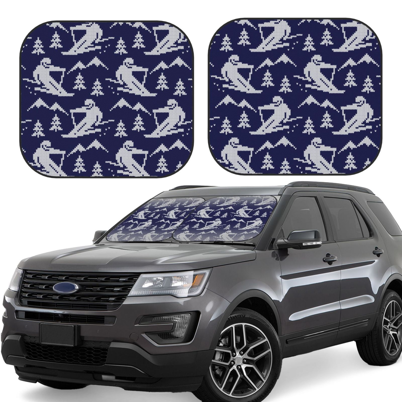 Cauagu Abstract Skiing Cauagu {designName} Print Foldable Car Windshield Sun Shade | Front ...