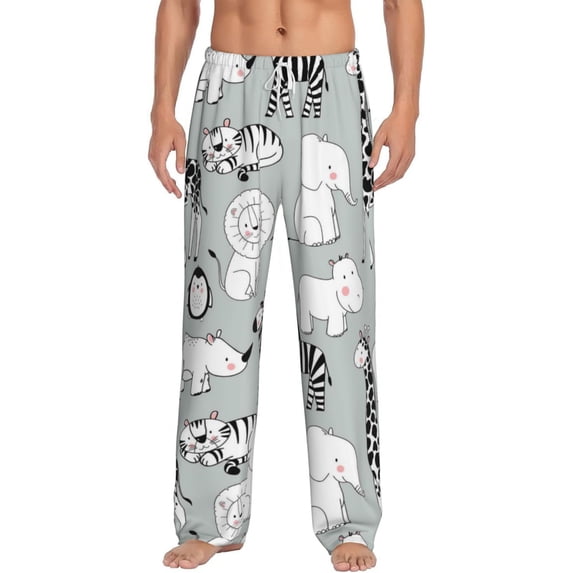 Cauagu African Animals Mens Pajama Pants Sleep & Lounge Pants,PJ Bottoms with Pockets-Medium