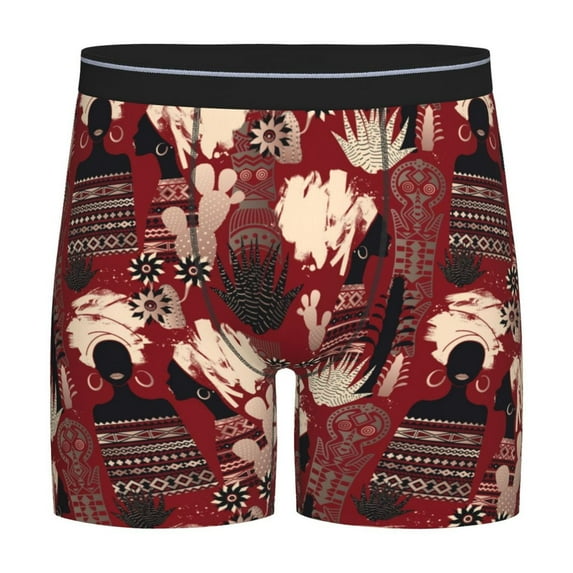 Cauagu African Women A Print Men's Boxer Briefs, Funny & Cute Underwear Elastic Waistband Briefs Ideal Gift for Men,1-Pack