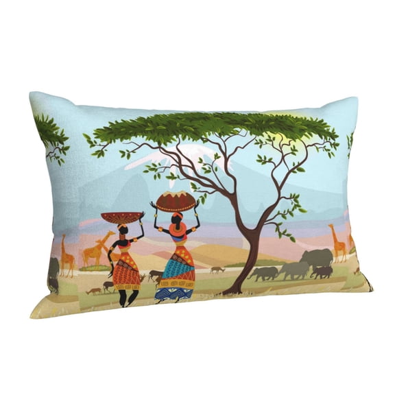 Cauagu African Women Print Pillow Covers with Envelope Closure,1PC Pillow Cases Decorative Pillow Case for Bed & Couch, Pillows Not Included-14"x20"