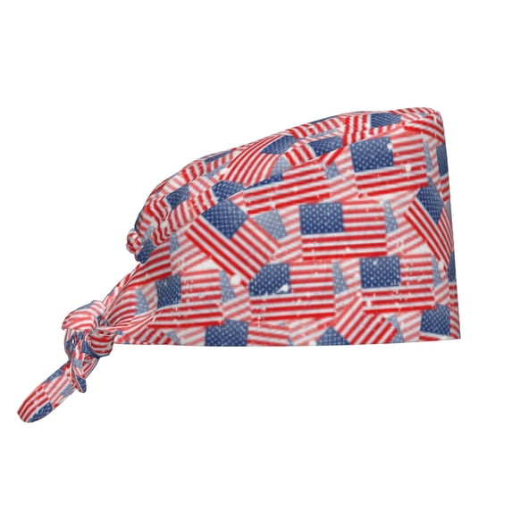 Cauagu America Flags Pattern 1 Pcs Working Caps,Adjustable Working Hats Elastic Scrub Hats Nurse Scrub Cap Nurse Hats Elastic Tie Back Hats Unisex,One Size