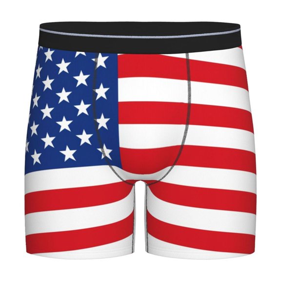 Cauagu America Flags3 Print Men's Boxer Briefs, Funny & Cute Underwear Elastic Waistband Briefs Ideal Gift for Men,1-Pack
