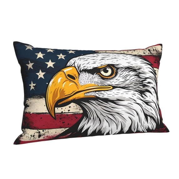 Cauagu American Bald Eagle Print Pillow Covers with Envelope Closure,1PC Pillow Cases Decorative Pillow Case for Bed & Couch, Pillows Not Included-14"x20"