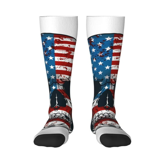 Cauagu American Flag Skull Print Women's Men's Ankle Socks 1-pack Casual Athletic Socks for Unisex Adult Moisture-Wicking Socks for Daily Wear/Running/Sport