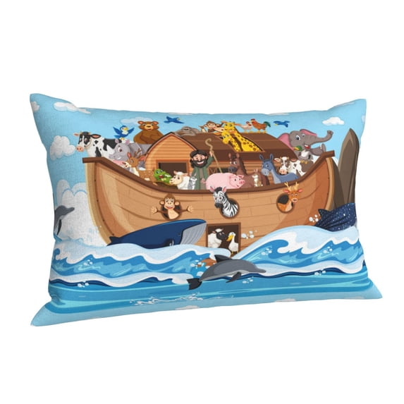 Cauagu Animals on Noah's Ark Floating Print Pillow Covers with Envelope Closure,1PC Pillow Cases Decorative Pillow Case for Bed & Couch, Pillows Not Included-20"x30"