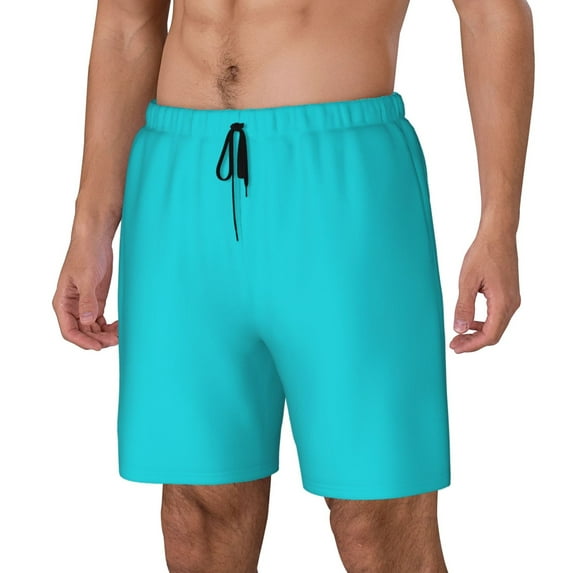 Cauagu Aqua Print Mens Swim Trunks Quick Dry Board Shorts Swim Shorts with Compression Liner Bathing Suits-Medium