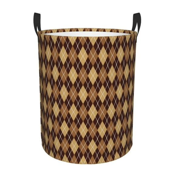 Cauagu Argyle of brown for Laundry Basket,Collapsible Organizer Basket for Storage Bin Toy Bins Gift Baskets Bedroom Clothes Children Nursery Hamper-Small