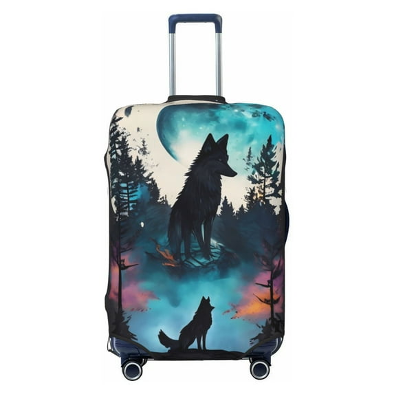 Cauagu Artistic Moon Valley Wolf Print Travel Luggage Cover,Travel Dust-proof Suitcase Cover Softside Suitcase Protector for 18-32inch,Not Included Suitcase