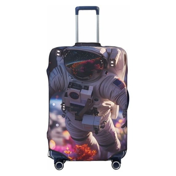 Cauagu Astronaut In Cosmic Garden Print Travel Luggage Cover,Travel Dust-proof Suitcase Cover Softside Suitcase Protector for 18-32inch,Not Included Suitcase