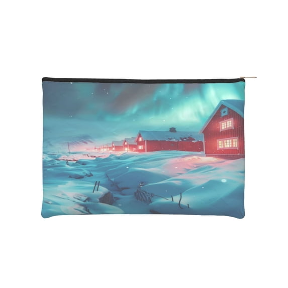 Cauagu Aurora Borealis Village for Tyvek Makeup Bag,Reusable Travel Cosmetic Bag Women Organizer Toiletry Bag Birthday,Gifts for Women Girlfriend Mom Teacher 6.5’’*8.9’’