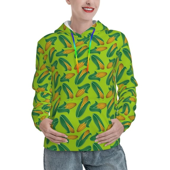Cauagu Autumn Corn for Women's Hooded Sweatshirts Pullover Hoodie for Women Fall Workout Sweat Long Sleeve Preppy Sweatshirts-Large