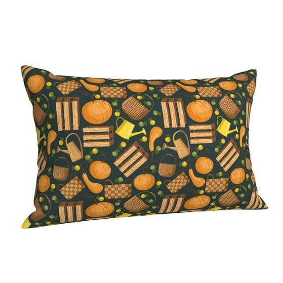 Cauagu Autumn Harvest Pumpkin Basket Print Pillow Covers with Envelope Closure,1PC Pillow Cases Decorative Pillow Case for Bed & Couch, Pillows Not Included-16"x24"